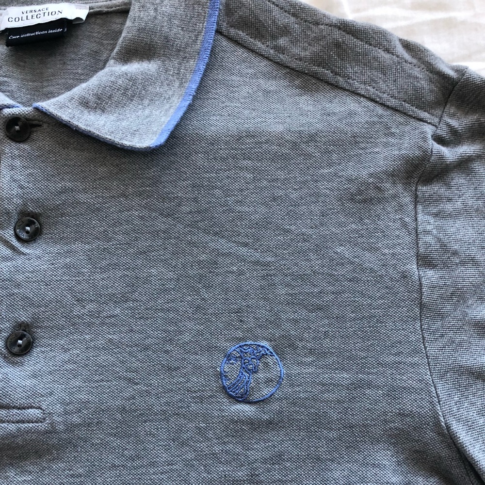 Versace collection gray short sleeve polo